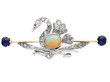 Victorian Gemstone Swan Brooch in Gold