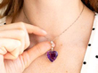 Antique Amethyst Heart Necklace wearing