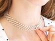 Antique Pearl Choker Necklace with Diamonds wearing
