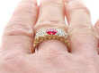 Antique Gold Ruby Diamond Ring on finger