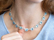 Diamond and Aquamarine Necklace in White Gold wearing