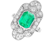1920s Colombian Emerald Dress Ring in Platinum 