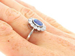 Sapphire Cluster Ring with Old European Diamonds on hand