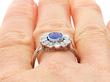 Sapphire Cluster Ring with Old European Diamonds on finger