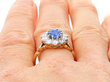 Antique Oval Sapphire and Diamond Ring on finger