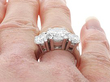 Vintage 3 Stone Diamond Ring in Platinum on finger