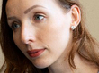 Heart Diamond Stud Earring being worn