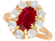 18ct Gold Ruby and Diamond Cluster Ring for Sale