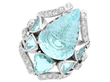 Carved Aquamarine and Diamond Stylised Insect Ring