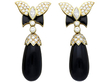 Vintage Black Onyx Earrings in Gold for Sale