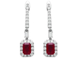 Ruby and Diamond Platinum Drop Earrings