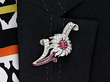 Vintage Ruby Brooch being worn