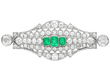 Platinum Emerald and Diamond Brooch Art Deco