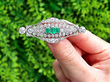 Platinum Emerald and Diamond Brooch Art Deco outside