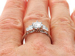 White Gold 1920s Diamond Engagement Ring on finger