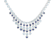 Sapphire and Aquamarine Fringe Necklace in White Gold