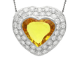 Vintage Yellow Sapphire and Diamond Heart Pendant