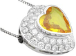 Vintage Yellow Sapphire and Diamond platinum Heart Pendant