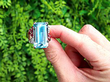 Vintage Aquamarine and Ruby Ring in Rose Gold outside