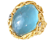 Naturalistic Cabochon Aquamarine Ring in Yellow Gold