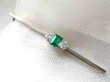White Gold Emerald Bar Brooch