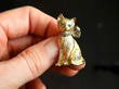 Gold Cat Brooch with Diamond Bow