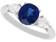 Platinum Sapphire Ring with Pear Side Diamonds