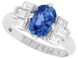 Preloved 1.2ct Oval Sapphire Ring with Baguette Diamonds