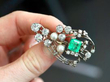 1920s Emerald Diamond Brooch