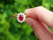 Ruby Diamond Cluster Ring