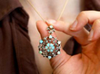 Wearing Victorian Opal Pendant