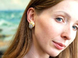 Vintage Gemstone Gold Earrings In Ears