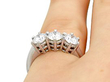 Diamond & 18ct White Gold Trilogy Ring close up wearing view