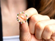 gemstone wreath brooch in hands