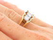wearing Vintage Yellow Gold Three Stone Ring