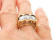 Vintage Yellow Gold Three Stone Ring on finger