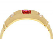 Gold Antique Ruby and Diamond Band in Yellow Gold