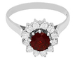 Garnet and Diamond White Gold Cluster Ring