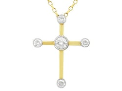 Yellow Gold Diamond Cross Pendant