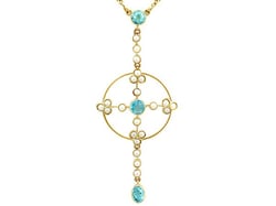 Aquamarine and Pearl Necklace Antique