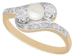 Pearl Twist Ring with Diamonds 