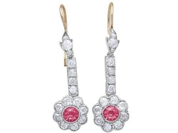 Pink Sapphire Earrings Yellow Gold