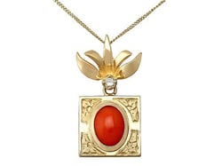 Coral & Gold Pendant