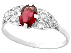 garnet and diamond ring in platinum
