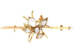 Antique Pearl Insect Brooch