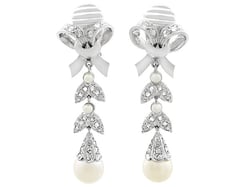 Pearl & Diamond Drop Earrings