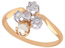 Rose Gold Pearl & Diamond Ring Antique