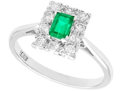 Vintage Emerald and Diamond Cluster Ring
