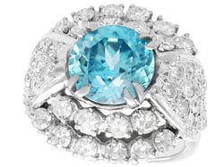 Blue Zircon Ring with Diamonds 