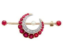 Antique Crescent Moon Brooch